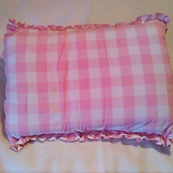Throw Pillow Pink Plaid Gingham Tufted Handmade By My Grandma Very Vintage - Picture 4 of 5